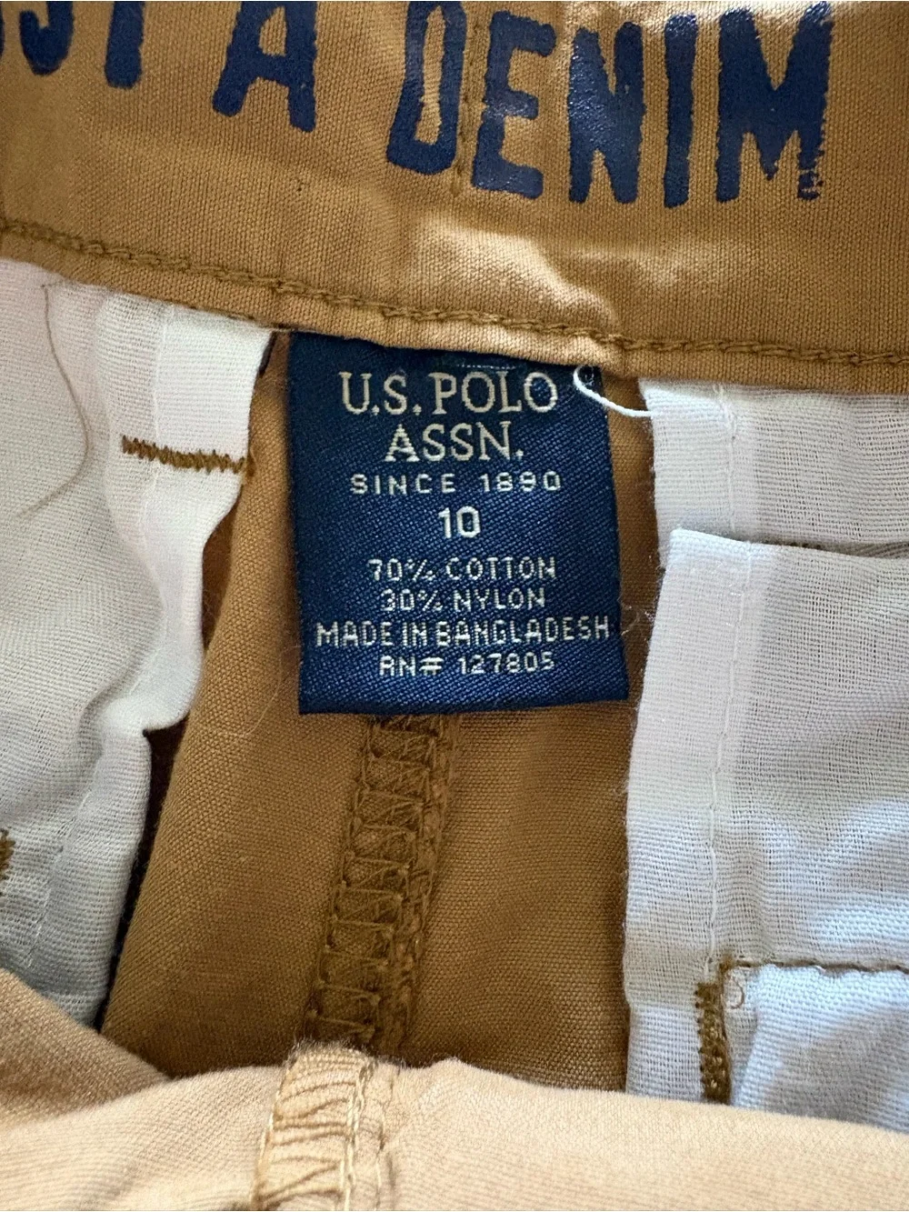 U.S. Polo Assn. Khaki Shorts with Blue Label New Size 10